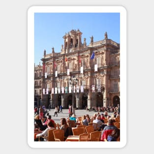 Plaza Mayor with City Hall in evening light, Salamanca, Spain Sticker